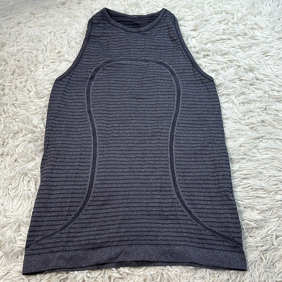 🔥$SALE$🔥 Lululemon Swiftly Tech Tank Rugby Stripe Tonal Heathered Black Grape - Picture 1 of 3